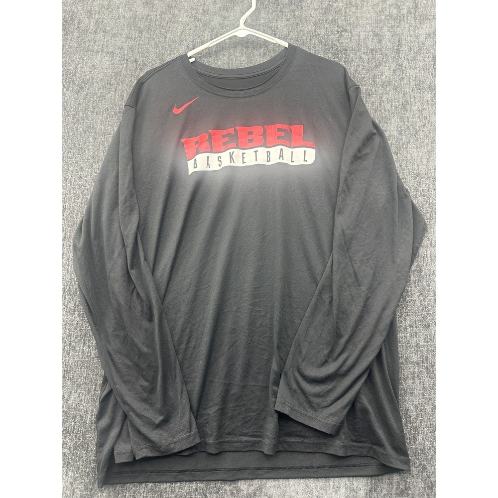 Nike Dri-Fit T-Shirt Mens 2XL Black Graphic UNLV Rebels Football Long Sleeve